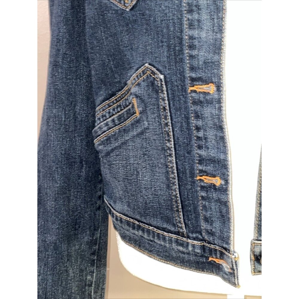 Levis Trucker Jean Jacket Blue Denim Jean Medium Wash Pockets Sz Junior Large - Picture 3 of 7